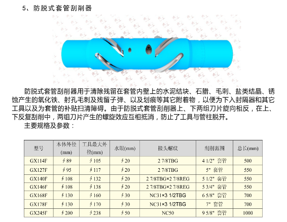 防脫式套管刮削器
